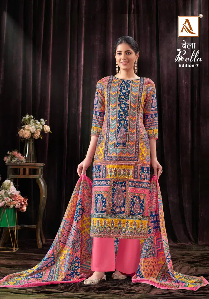 Bella 7 By Alok Suits Pure Muslin Printed Wholesale Dress Material In India
